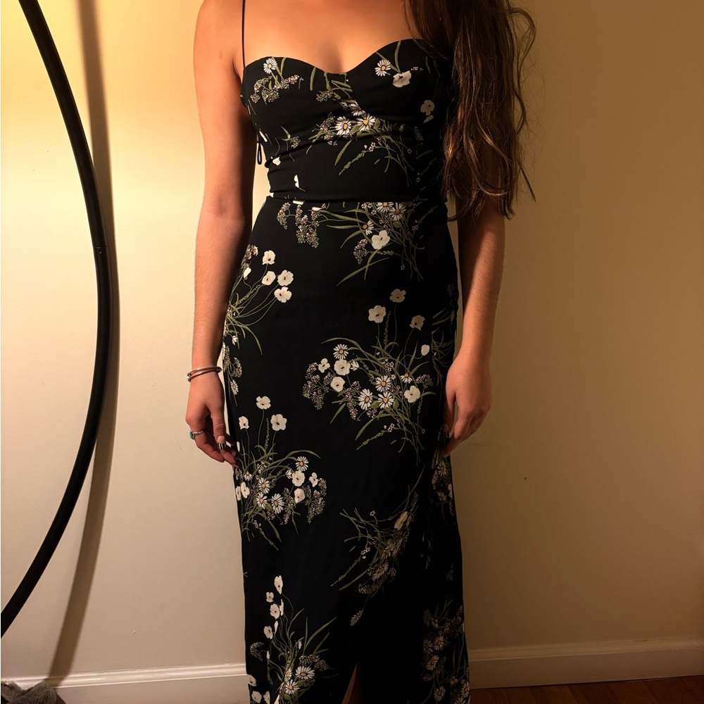 Reformation Black Floral Strapless Dress - Picture 1 of 3